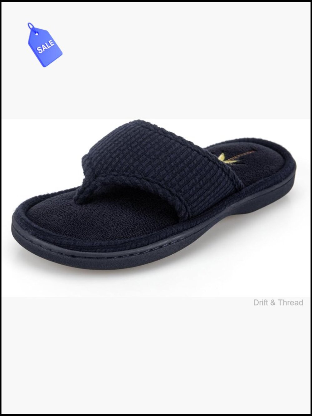 Women's Memory Foam Seersucker Flip Flop Slippers, Indoor/Outdoor, Embroidered,